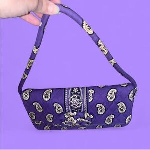 Vera Bradley Purple Paisley Quilted Magnetic Flap knot Front Clutch Purse